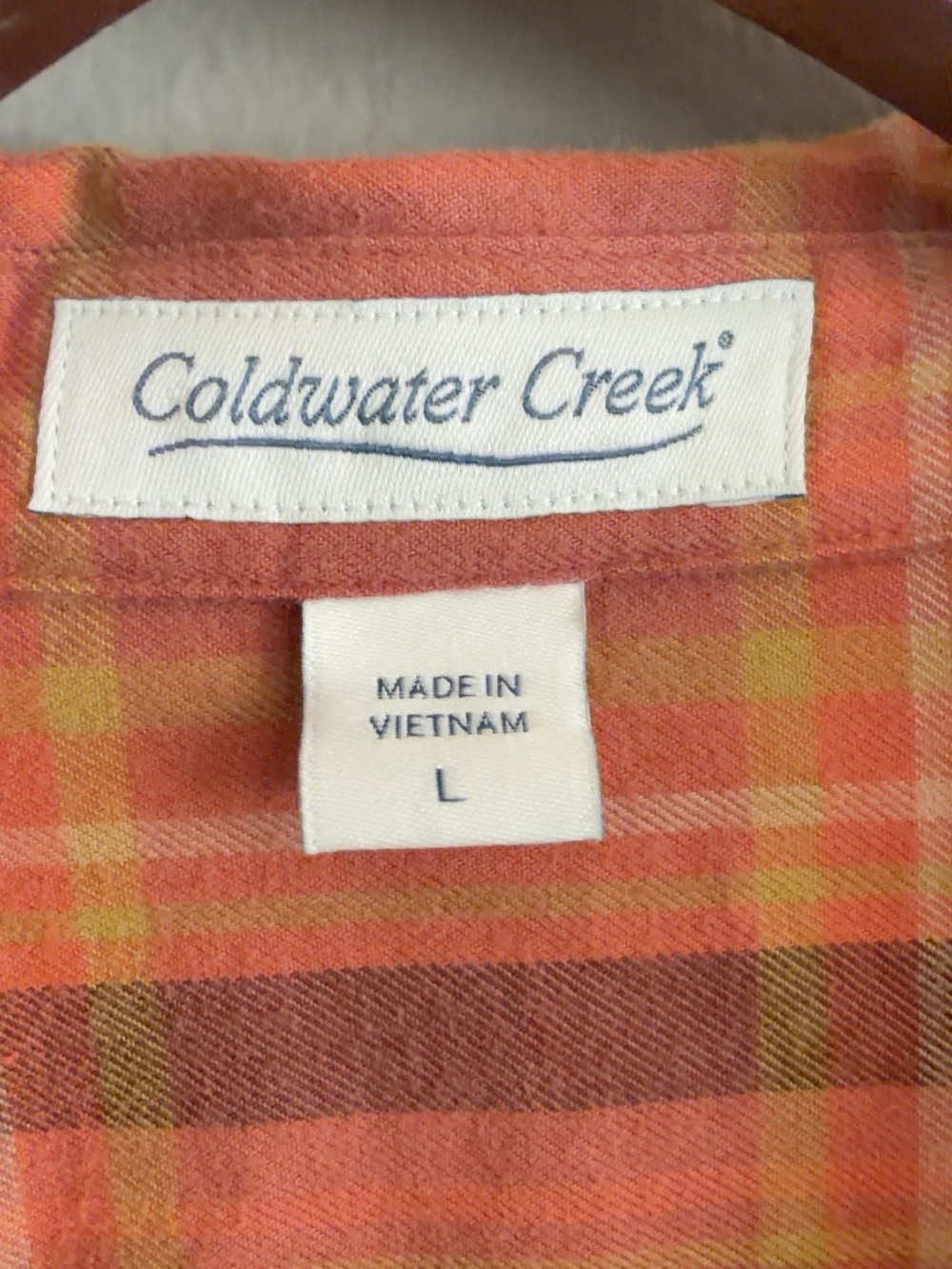 Coldwater Creek Plaid Pintuck Button Down Blouse Large 100% Cotton Fall Boho - Picture 4 of 8